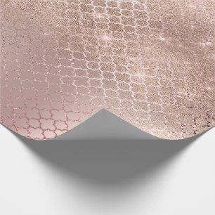 Quatrefoil Glam Pink Rose Gold Blush Bridal Spark Wrapping Paper