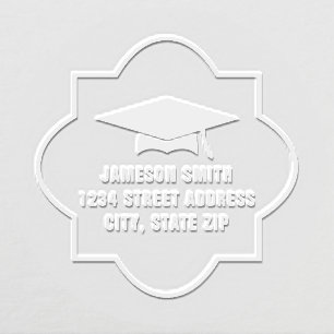 Quatrefoil Graduation Cap Address Embosser