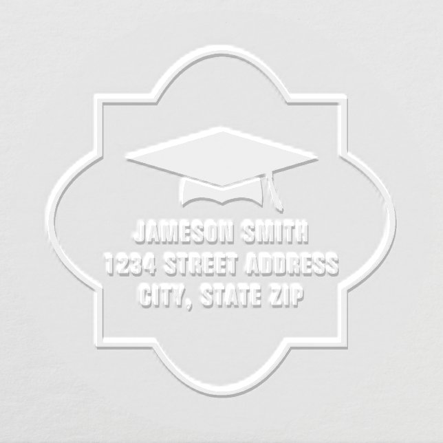Quatrefoil Graduation Cap Address Embosser (Design)