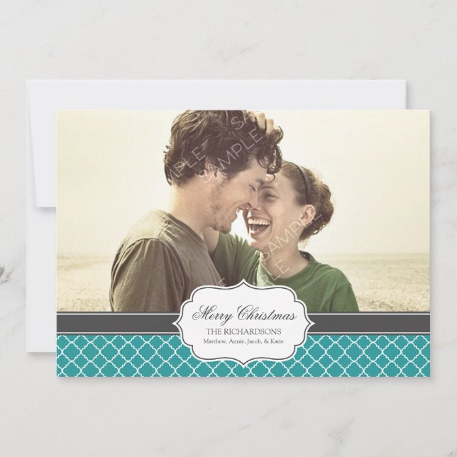 Quatrefoil Holiday Photo Card (Front)