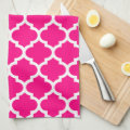 Quatrefoil Hot Pink Kitchen Towels | Zazzle