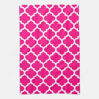 Quatrefoil Hot Pink Kitchen Towels by Richard__Stone at Zazzle