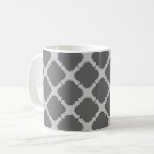 Quatrefoil in shades of gray coffee mug