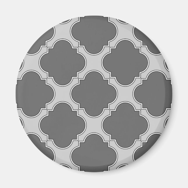 Quatrefoil in shades of gray magnet (Front)