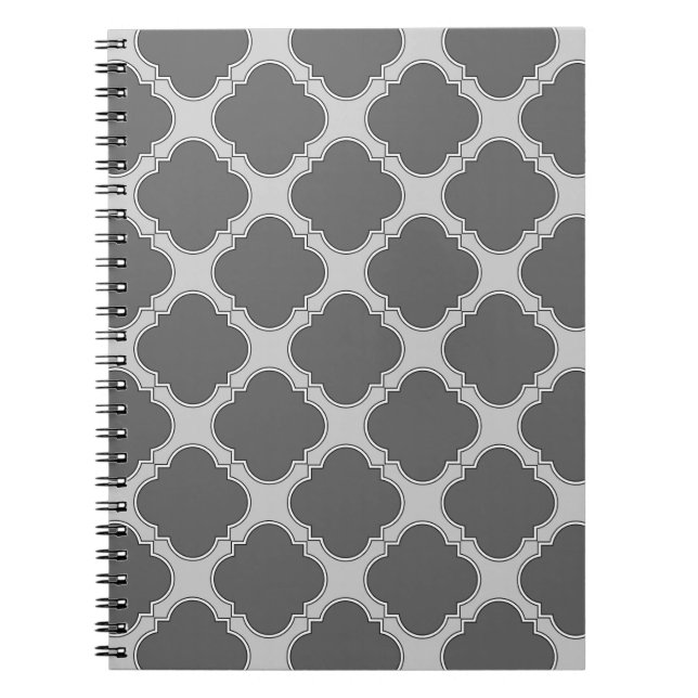 Quatrefoil in shades of gray notebook (Front)