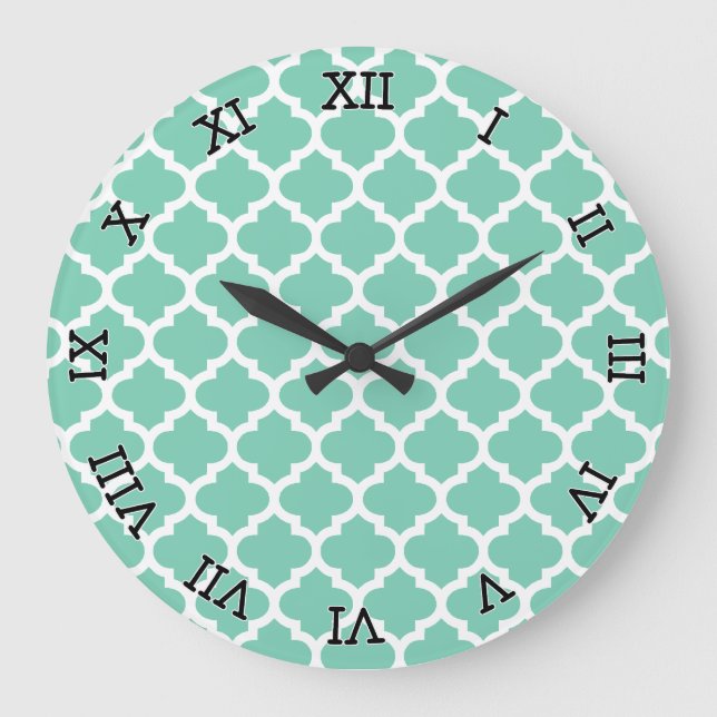 Quatrefoil Lattice Trellis Pattern Any Color Large Clock (Front)