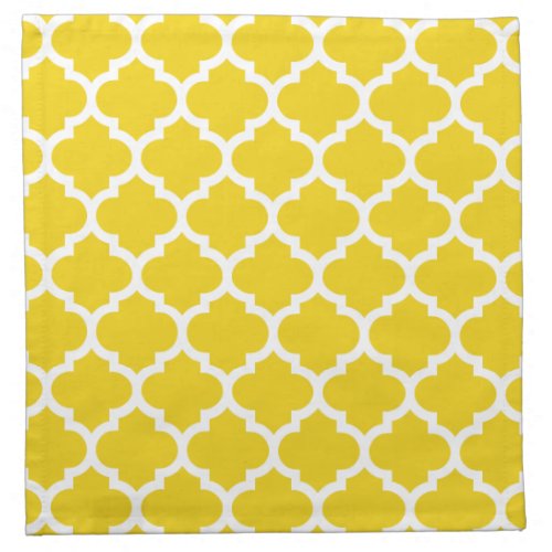 Quatrefoil Lemon Yellow Pattern Cloth Napkins