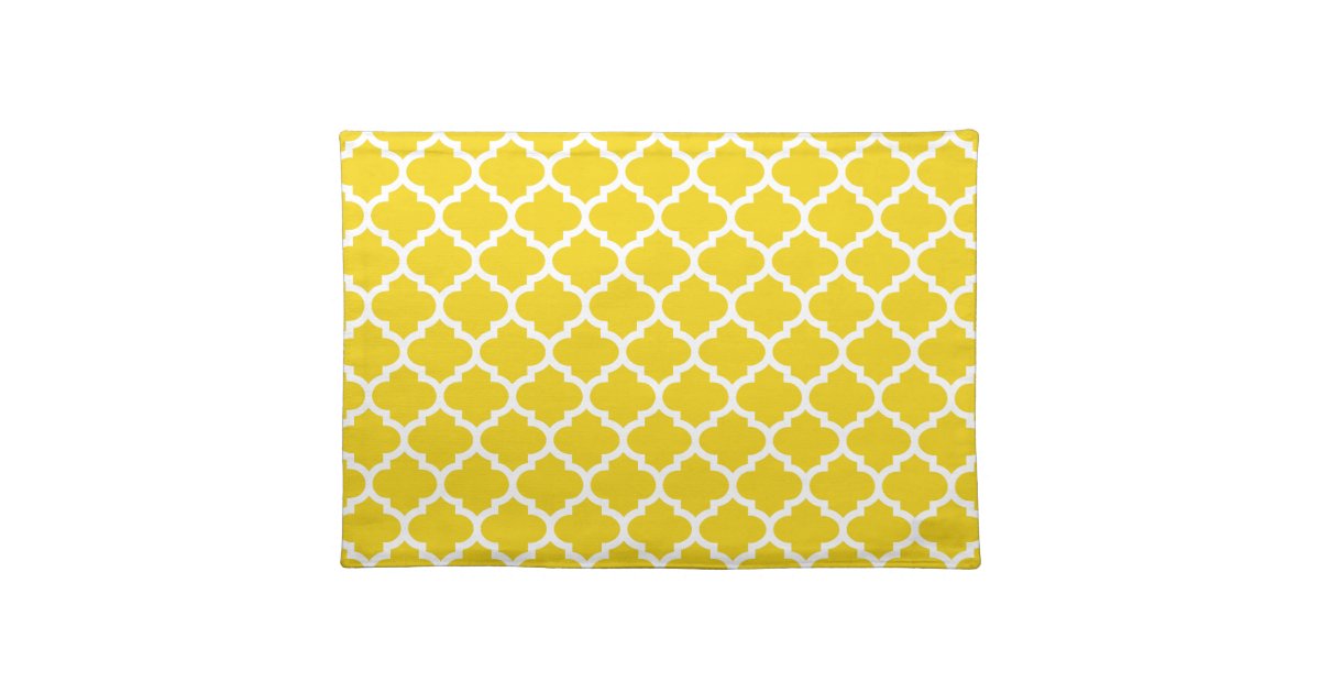 Quatrefoil Lemon Yellow Placemat | Zazzle