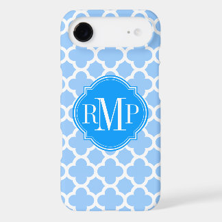 Quatrefoil Light Blue and White Pattern Monogram iPhone 17 Air Case