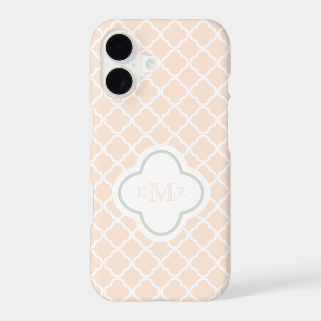 Quatrefoil Light Peach Pattern Stylish Monogram Case-Mate iPhone Case (Back)