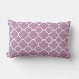 Quatrefoil Mauve Purple White Decor Trendy Lattice Lumbar Pillow