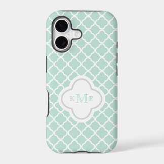 Quatrefoil Mint White Pattern Stylish Monogram iPhone 17 Case