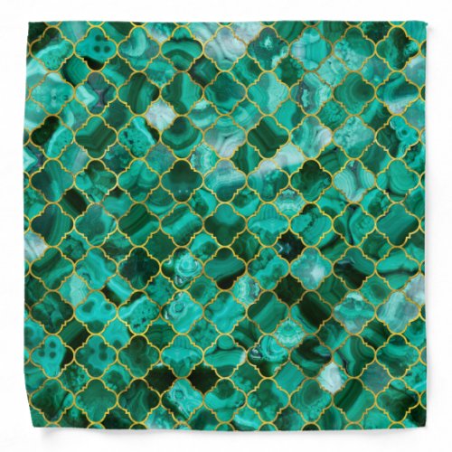 Quatrefoil Moroccan Pattern Green Malachite Bandana