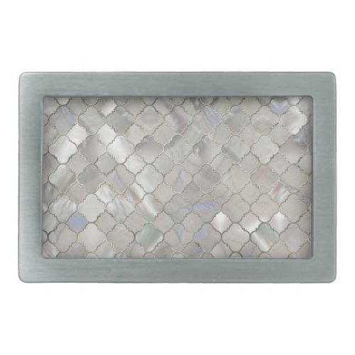 Quatrefoil Moroccan Pattern Mother of Pearl Belt Buckle