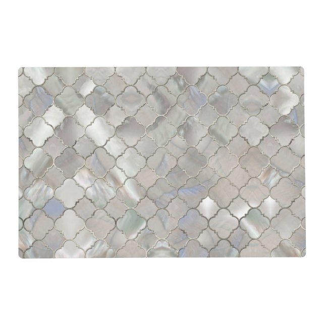 Quatrefoil Moroccan Pattern Mother of Pearl Placemat (Front)