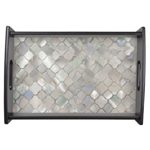 Quatrefoil Moroccan Pattern Mother of Pearl Serving Tray