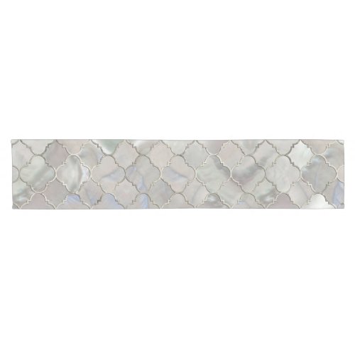 Quatrefoil Moroccan Pattern Mother of Pearl Short Table Runner