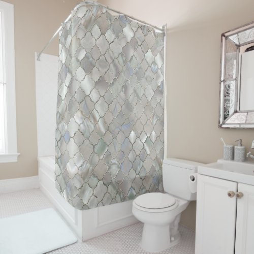 Quatrefoil Moroccan Pattern Mother of Pearl Shower Curtain