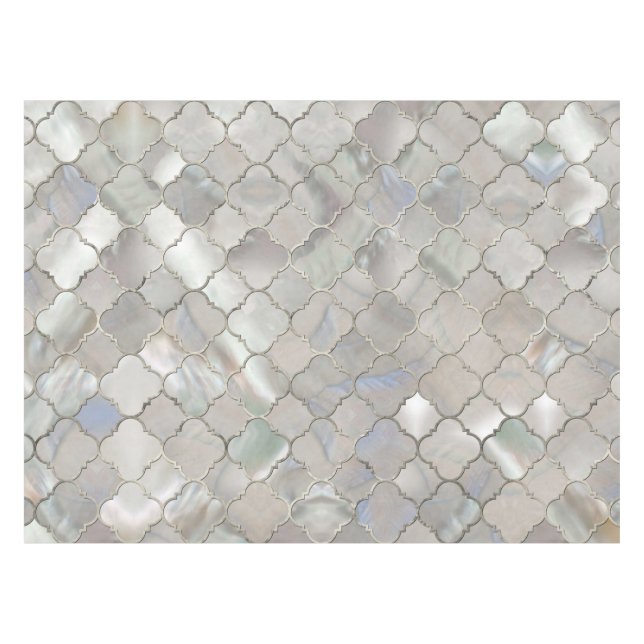 Quatrefoil Moroccan Pattern Mother of Pearl Tablecloth (Front (Horizontal))