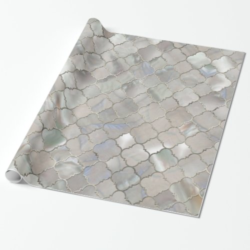 Quatrefoil Moroccan Pattern Mother of Pearl Wrapping Paper