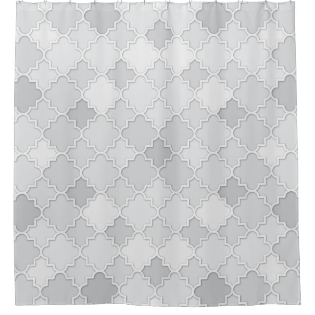 Quatrefoil Motif in Shades of Grey Shower Curtain (Front)