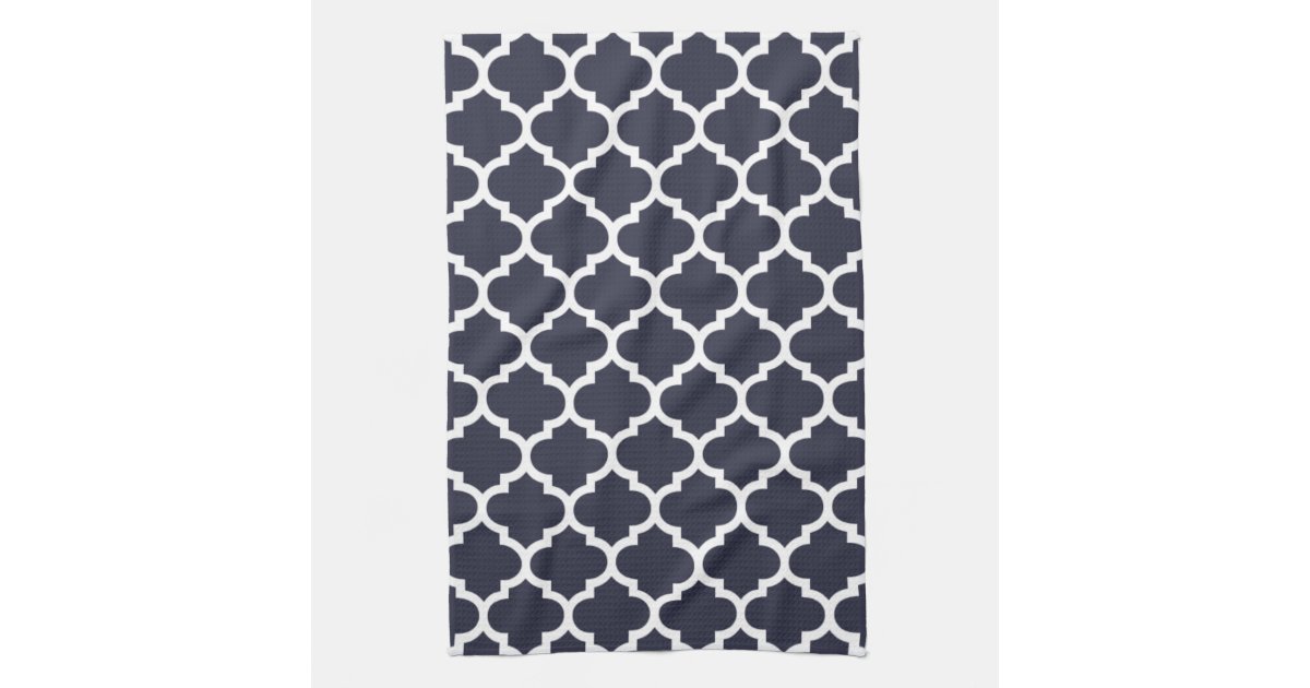 Quatrefoil Navy Blue Kitchen Towels Zazzle