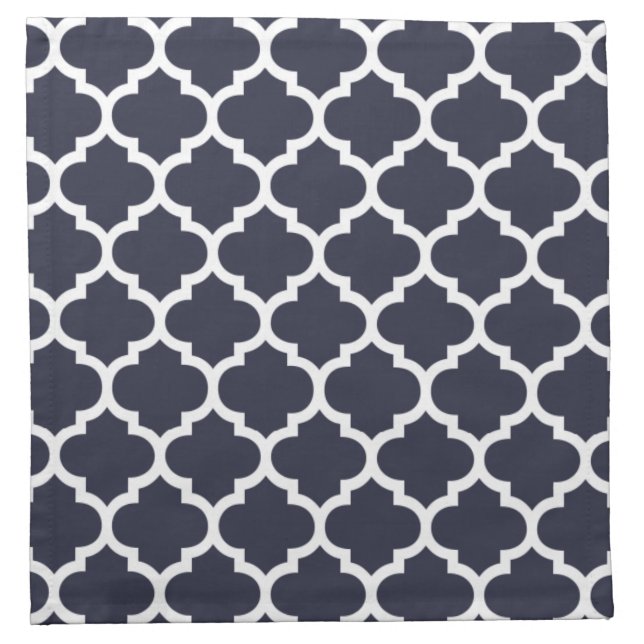 Quatrefoil Navy Blue Pattern Cloth Napkins (Front)
