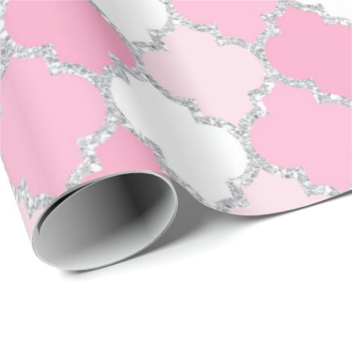 Quatrefoil Net White Silver Art Deco Vip Wrapping Paper