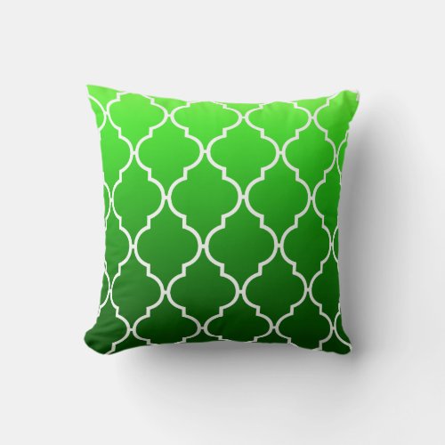 Quatrefoil Ombre Geometric  emerald Throw Pillow