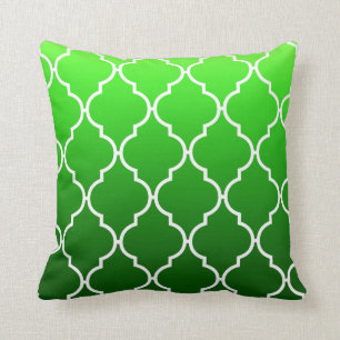 Quatrefoil Ombre Geometric emerald Throw Pillow