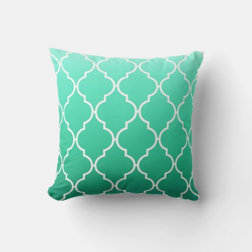 Quatrefoil Ombre Geometric  mint Throw Pillow
