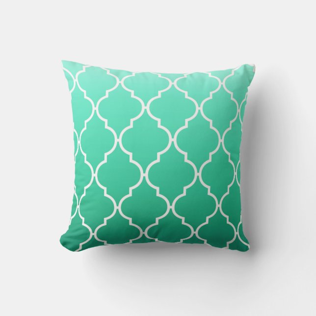 Quatrefoil Ombre Geometric | mint Throw Pillow (Front)