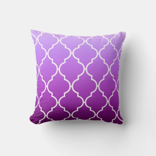 Quatrefoil Ombre Geometric  purple Throw Pillow