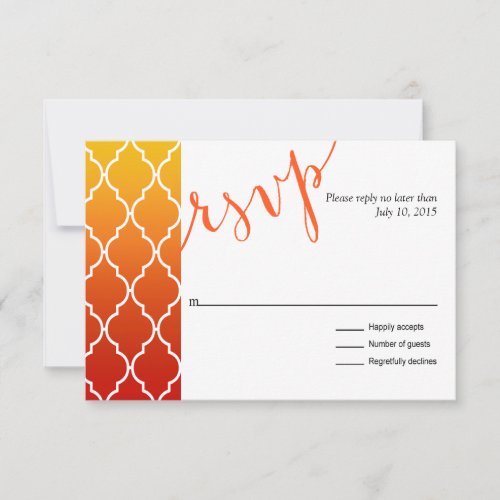 Quatrefoil Ombre Geometric RSVP Response  sunset