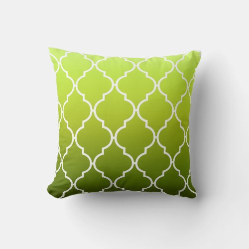 Quatrefoil Ombre Geometric  spring green Throw Pillow