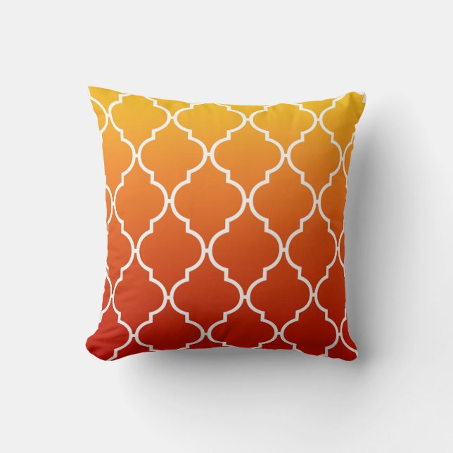Quatrefoil Ombre Geometric | sunset orange Throw Pillow (Front)