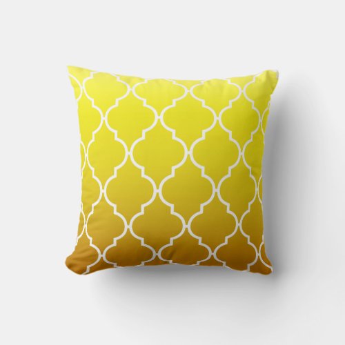 Quatrefoil Ombre Geometric  yellow Throw Pillow