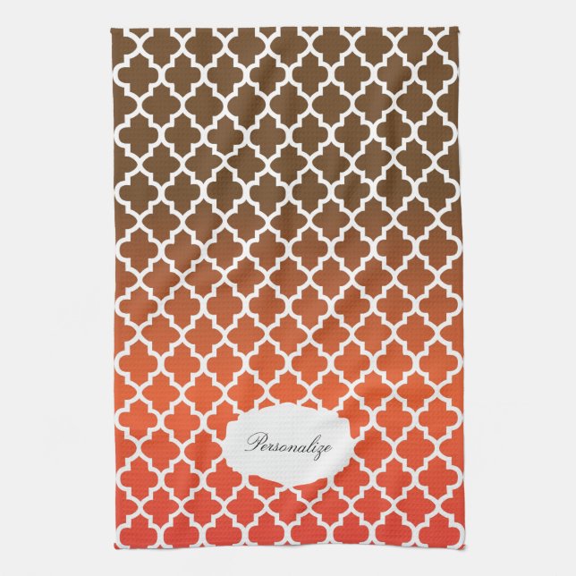 Quatrefoil Orange & Brown Blended Colors Towel (Vertical)