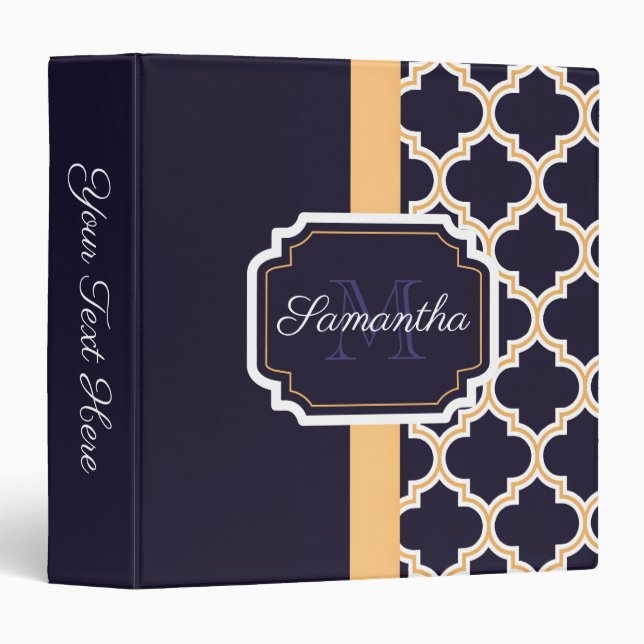 Quatrefoil Pattern 3 Ring Binder (Front/Spine)
