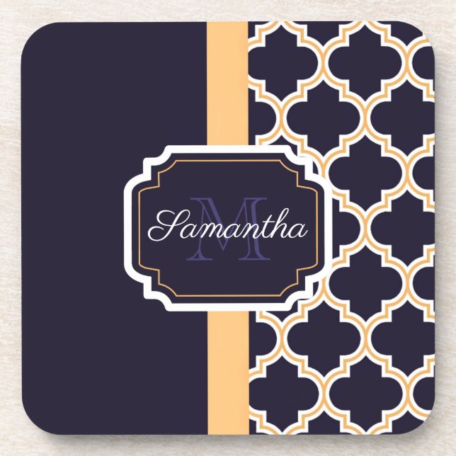 Quatrefoil Pattern Beverage Coaster (Front)