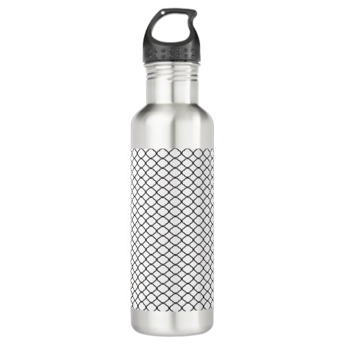 Quatrefoil Pattern Black and White Stainless Steel Water Bottle