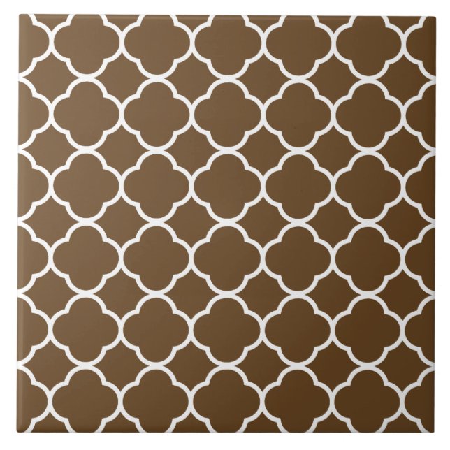 Quatrefoil Pattern Brown Ceramic Tile (Front)