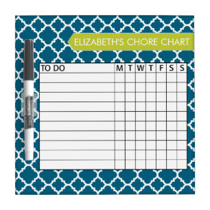 Quatrefoil Pattern Chore Chart Custom Name Dry-Erase Board