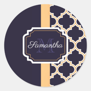 Quatrefoil Pattern Classic Round Sticker