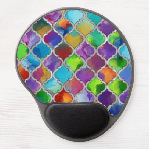 Quatrefoil pattern _ Colorful watercolor Gel Mouse Pad