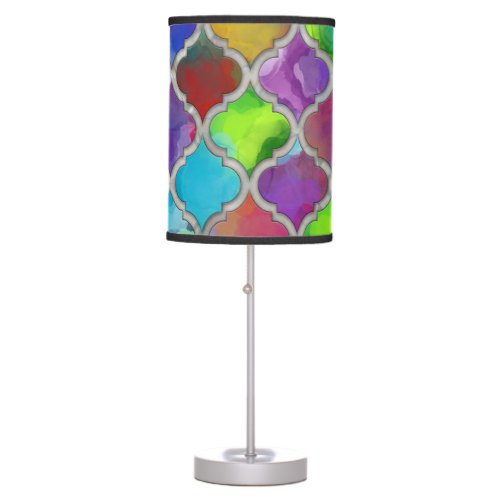 Quatrefoil pattern _ Colorful watercolor Table Lamp
