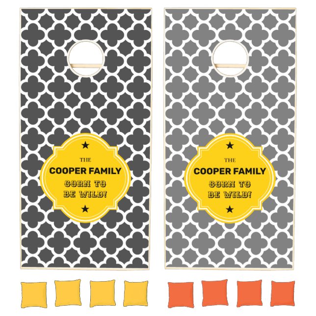 Quatrefoil Pattern Family Name Personalized  Cornhole Set (Set)