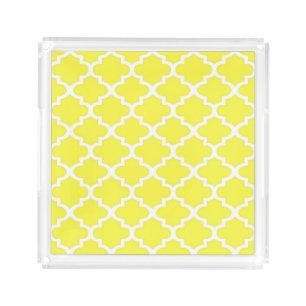 Quatrefoil Pattern In Citrus Yellow Acrylic Tray