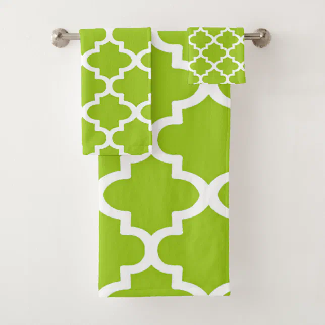 Quatrefoil Pattern In Lime Bath Towel Set Zazzle