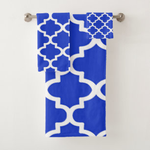 Quatrefoil Pattern In Royal Blue Bath Towel Set